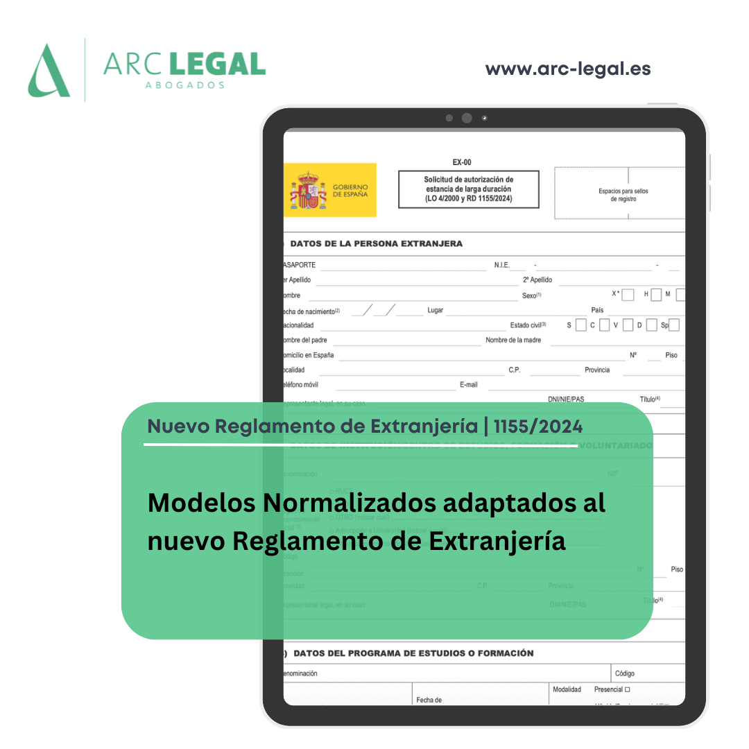 nuevos modelos oficiales adaptados al Reglamento de Extranjería