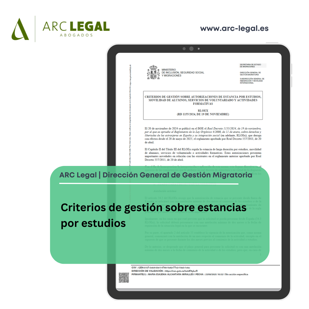 Criterios de gestión sobre estancias por estudios