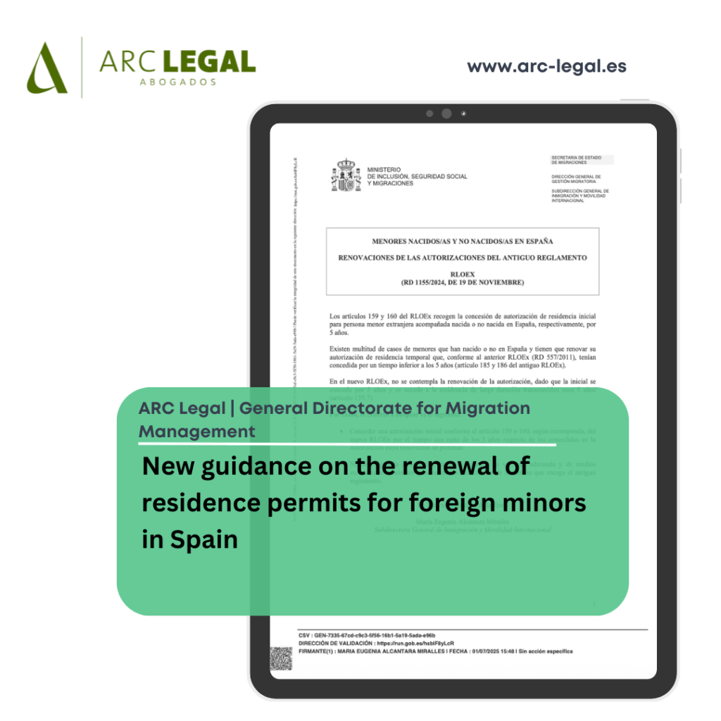 New guidance on the renewal of residence permits for foreign minors in Spain