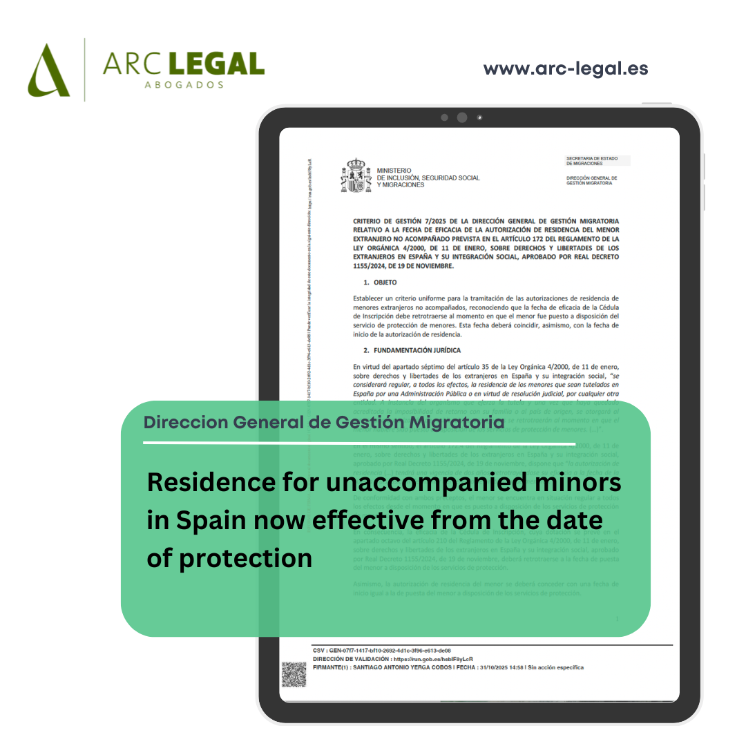 Residence for unaccompanied minors in Spain now effective from the date of protection