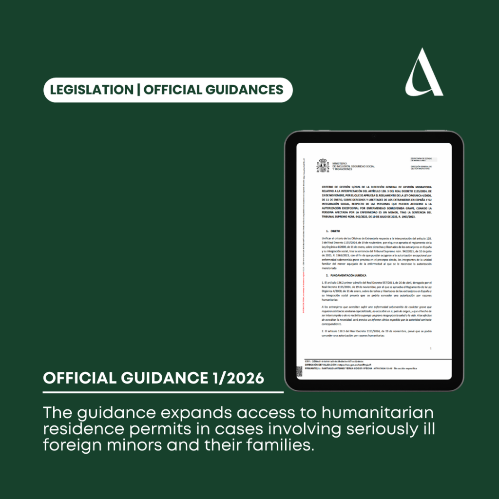 The guidance expands access to humanitarian residence permits in cases involving seriously ill foreign minors and their families.