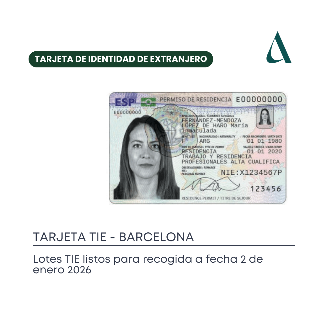 Lotes TIE actualizados | Recogida de tarjeta de residencia en Barcelona