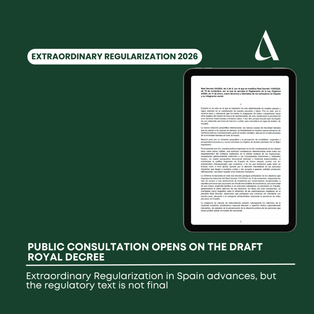 Extraordinary Regularization of Foreign Nationals: Draft Royal Decree Published for Public Consultation