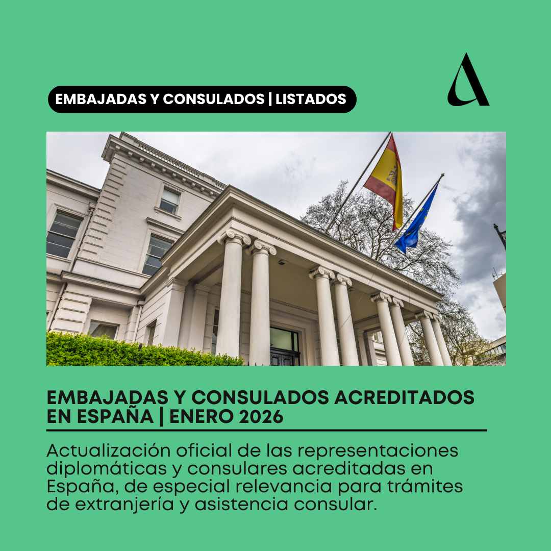 Actualización oficial, con efectos a 30 de diciembre de 2025, de las representaciones diplomáticas y consulares acreditadas en España, de especial relevancia para trámites de extranjería y asistencia consular.