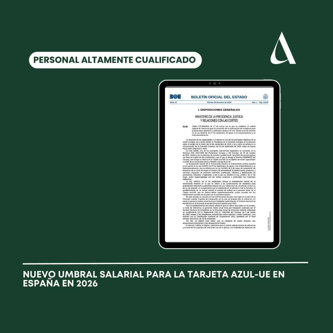 Nuevo umbral salarial para la Tarjeta Azul-UE en España en 2026