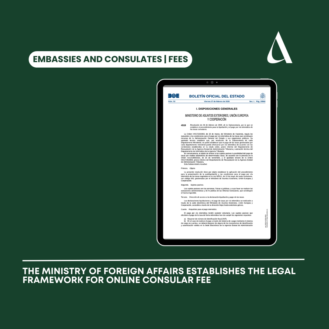 The Ministry of Foreign Affairs establishes the legal framework for online consular fee