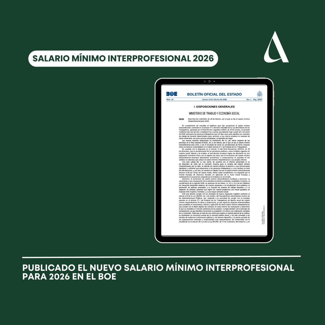 Publicado el nuevo Salario Mínimo Interprofesional para 2026 en el BOE