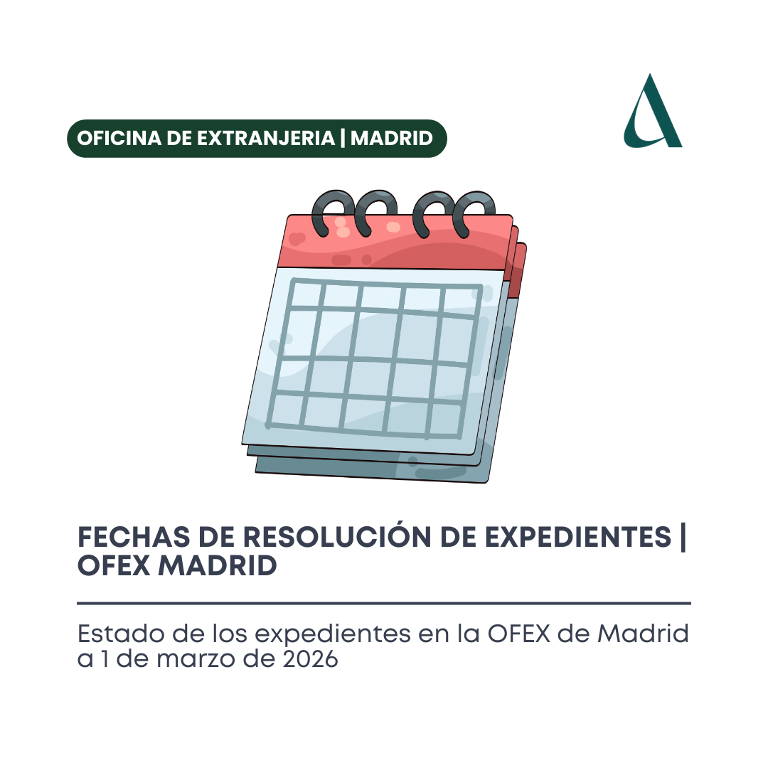 Fechas de resolución de expedientes de extranjería Madrid – Marzo 2026