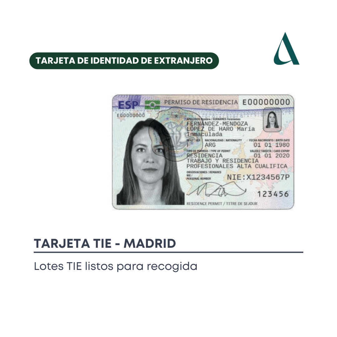 Lotes TIE actualizados | Recogida de tarjeta de residencia en Madrid