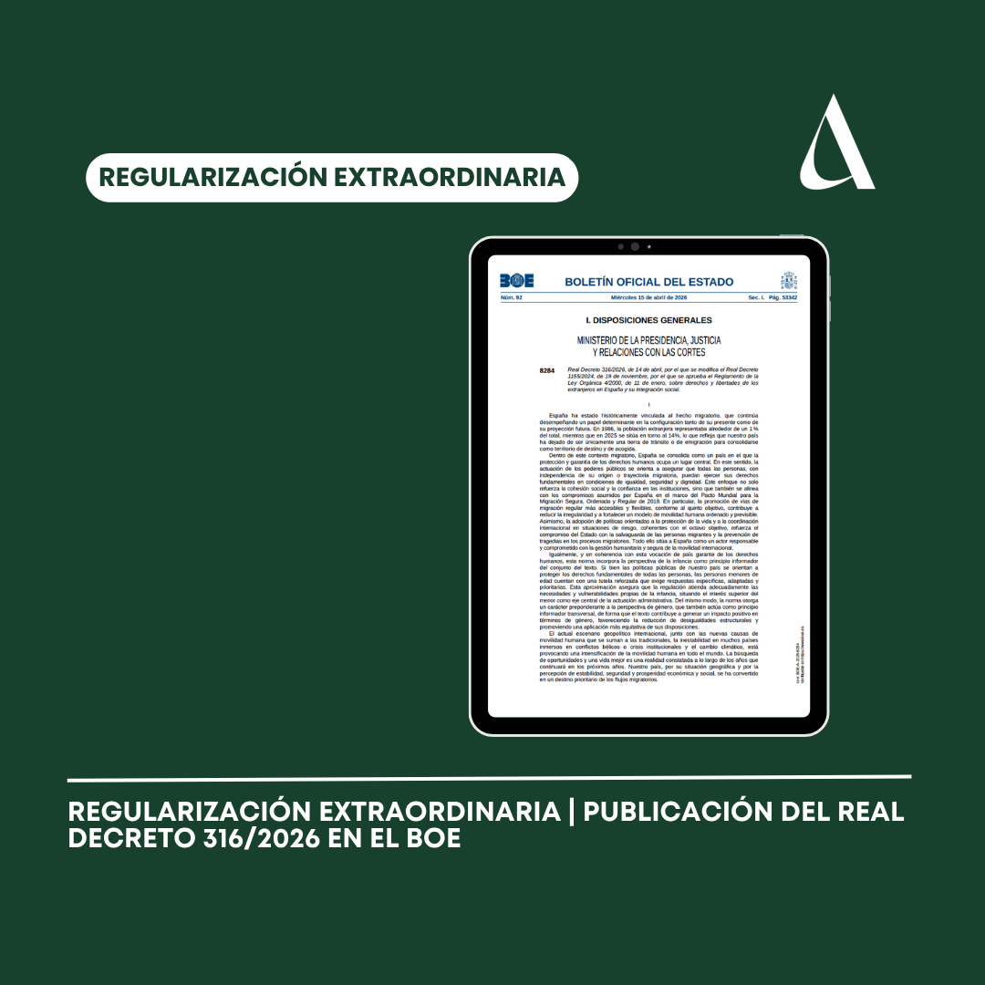 Regularización extraordinaria: publicación del Real Decreto 316/2026 en el BOE