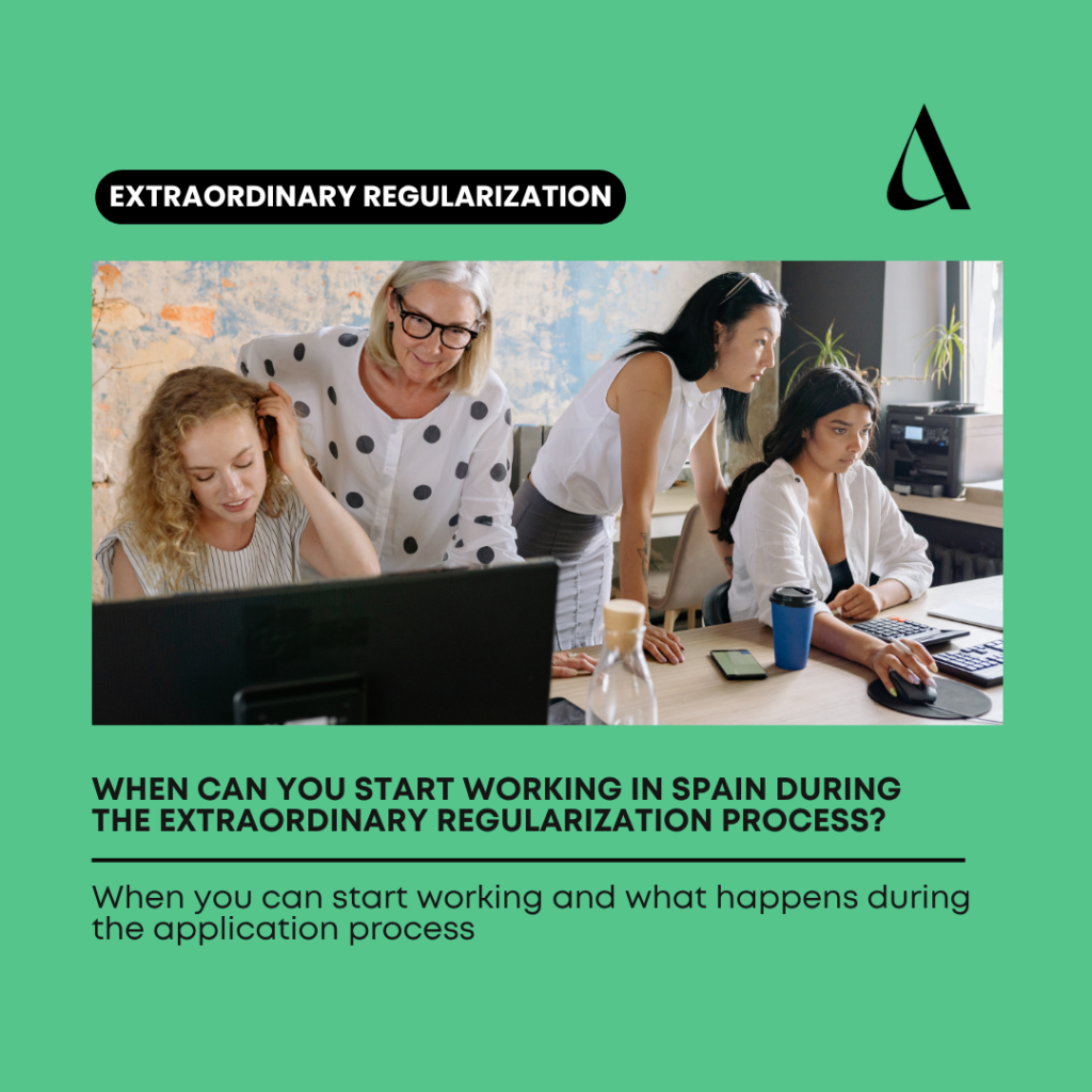 When can you start working in Spain during the Extraordinary Regularization process?