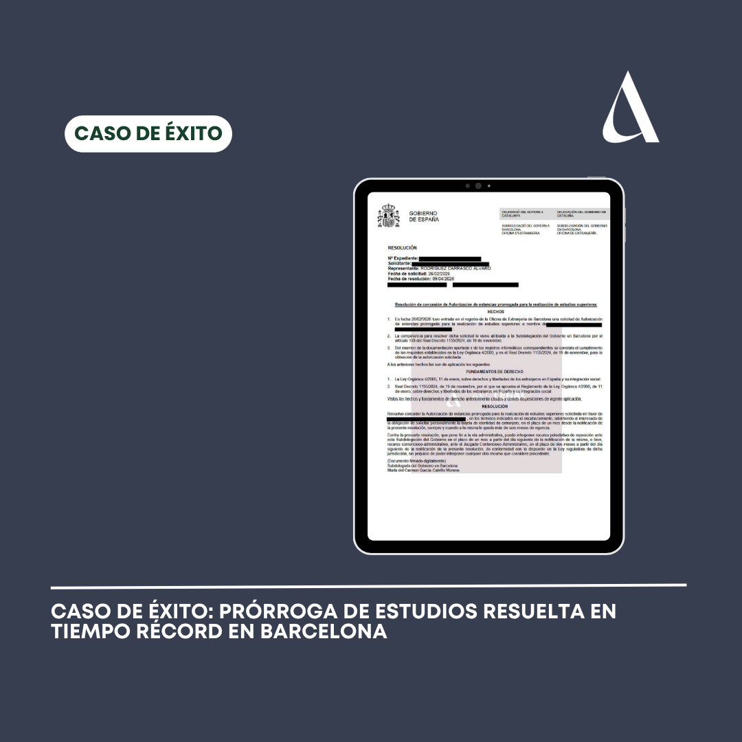 Caso de éxito: prórroga de estudios resuelta en tiempo récord en Barcelona