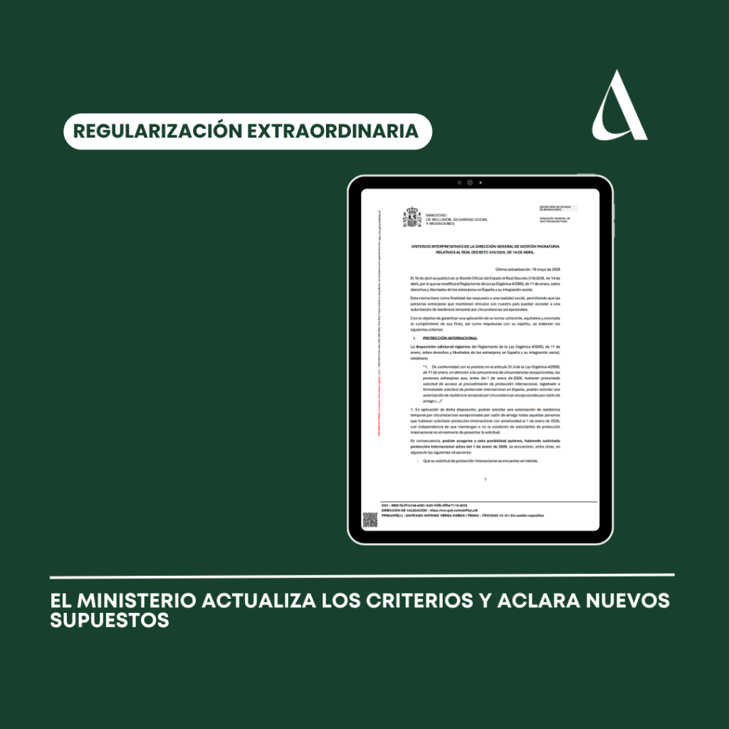 el Ministerio actualiza los criterios y aclara nuevos supuestos Regularización Extraordinaria