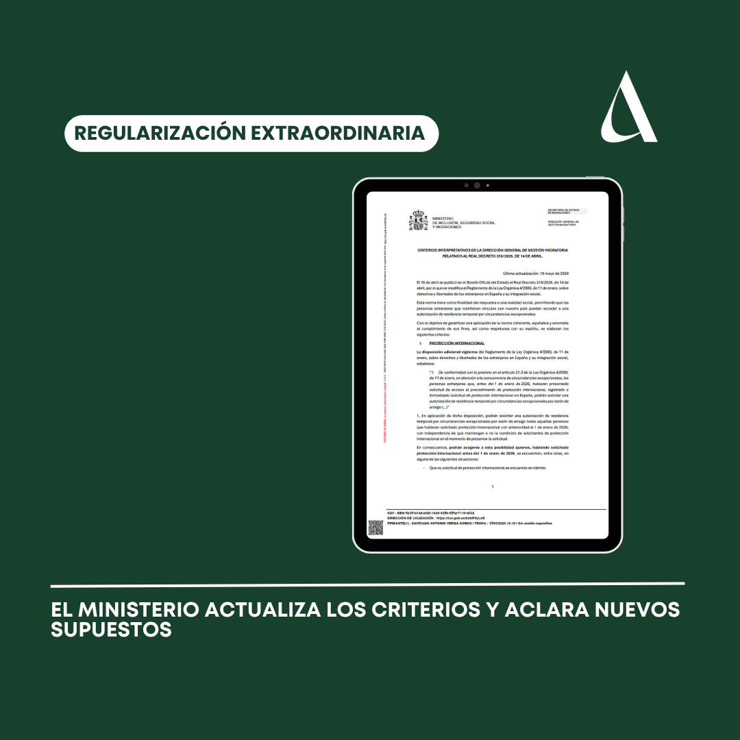 el Ministerio actualiza los criterios y aclara nuevos supuestos Regularización Extraordinaria