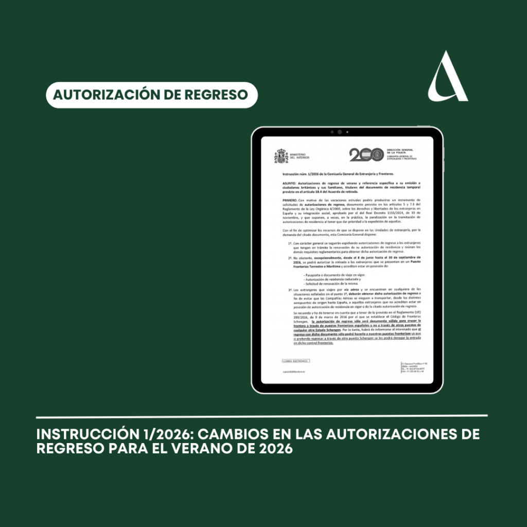 Instrucción 1/2026: cambios en las autorizaciones de regreso para el verano de 2026