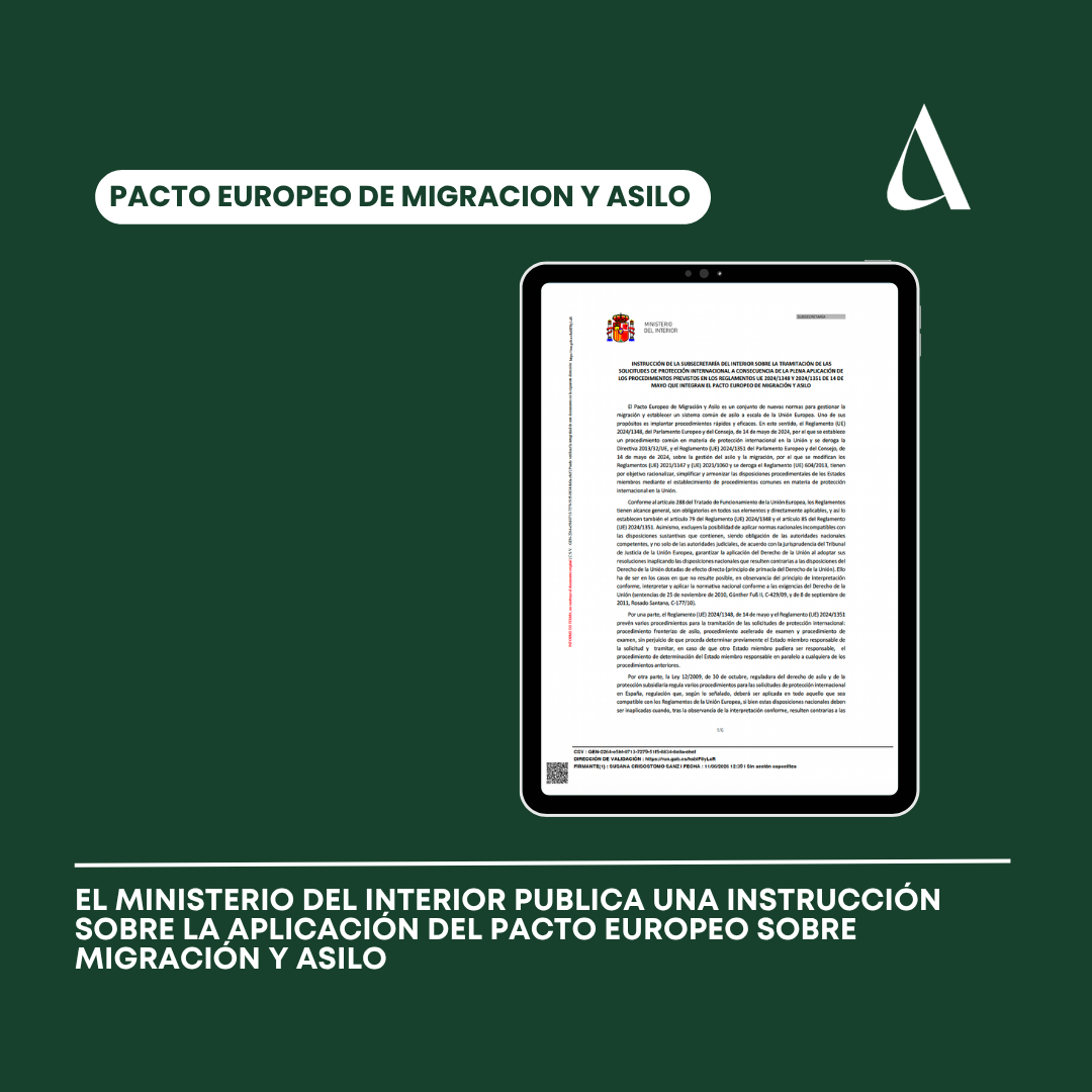 El Ministerio del Interior publica una Instrucción sobre la aplicación del Pacto Europeo sobre Migración y Asilo