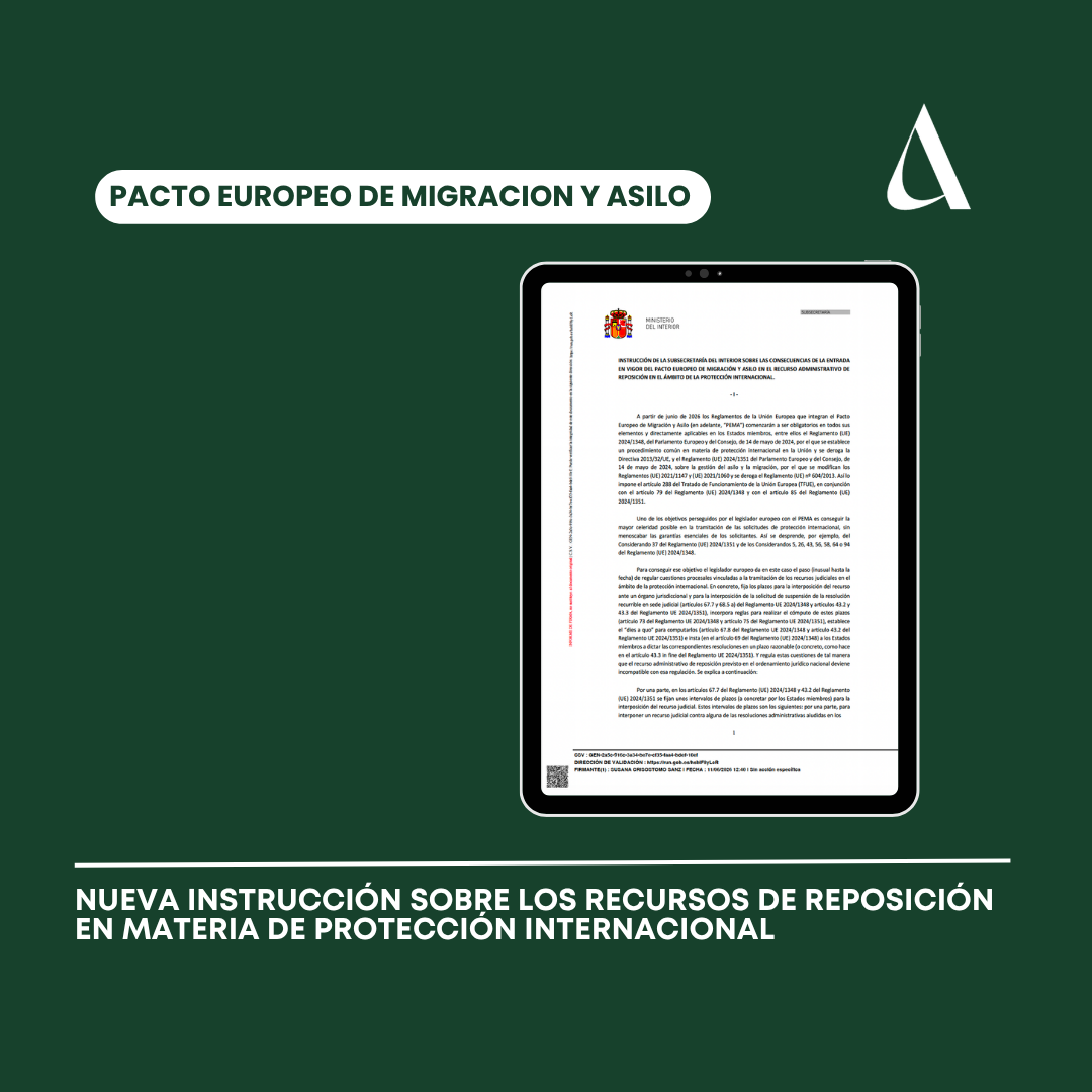 Nueva Instrucción sobre los recursos de reposición en materia de protección internacional