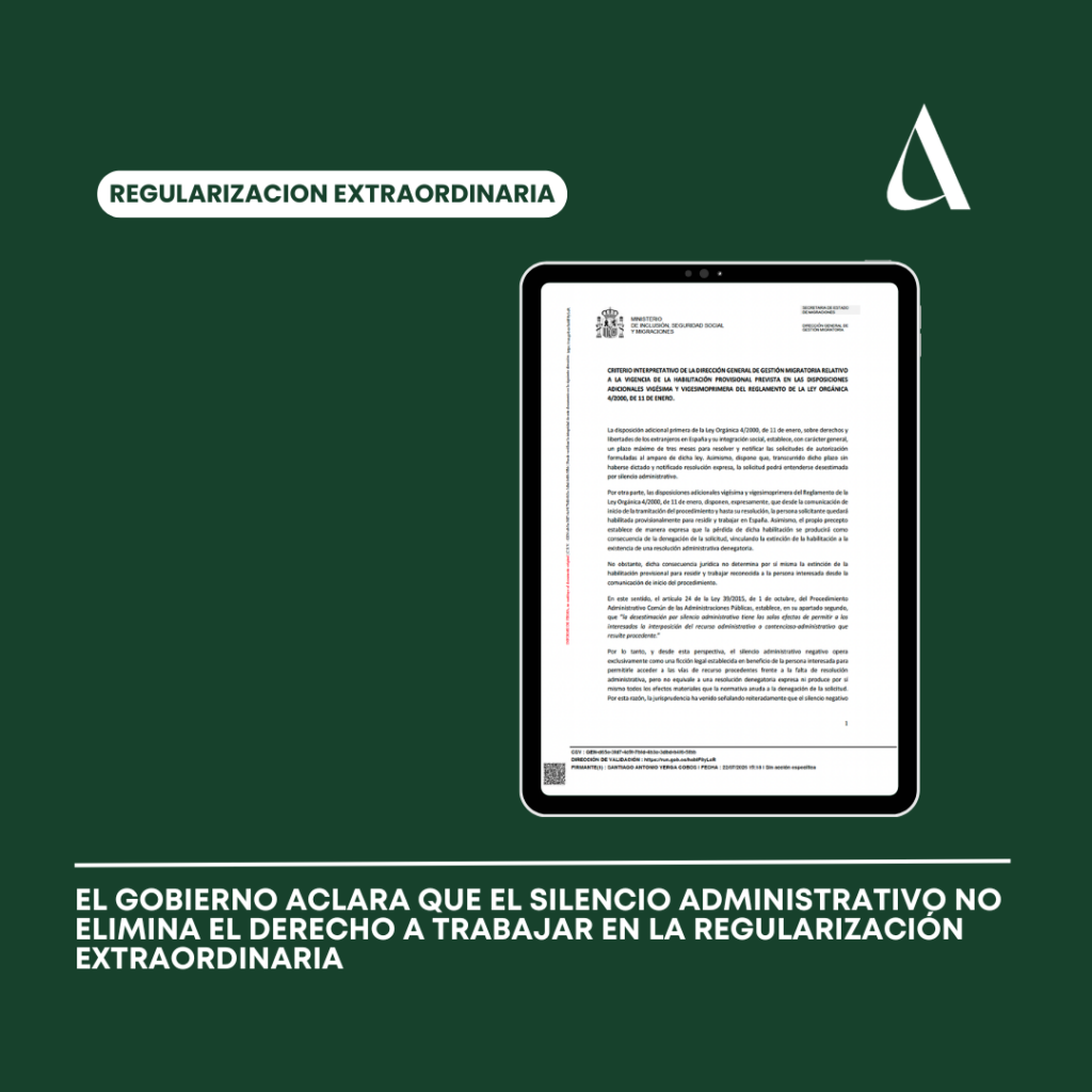 El Gobierno aclara que el silencio administrativo no elimina el derecho a trabajar en la Regularización Extraordinaria