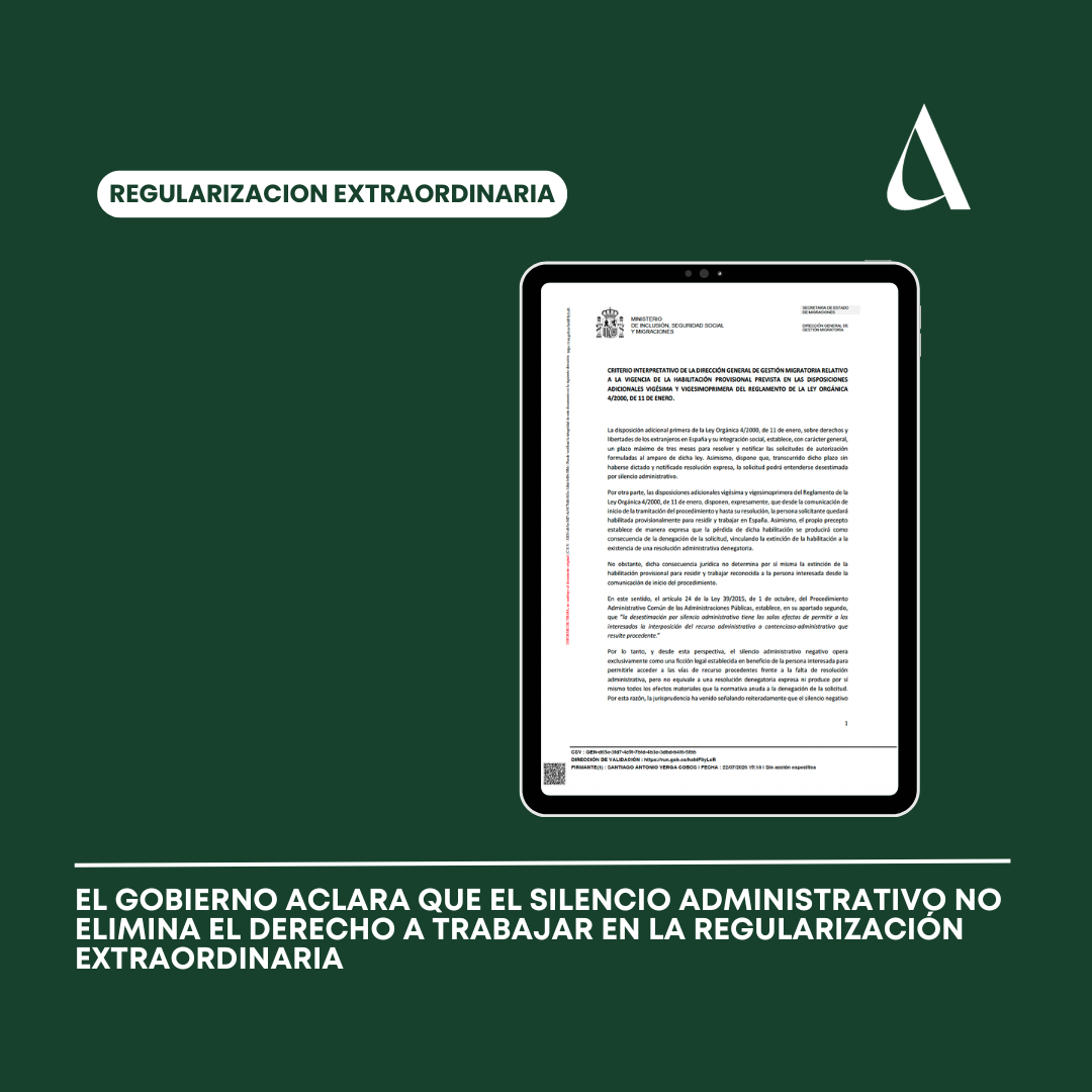 El Gobierno aclara que el silencio administrativo no elimina el derecho a trabajar en la Regularización Extraordinaria