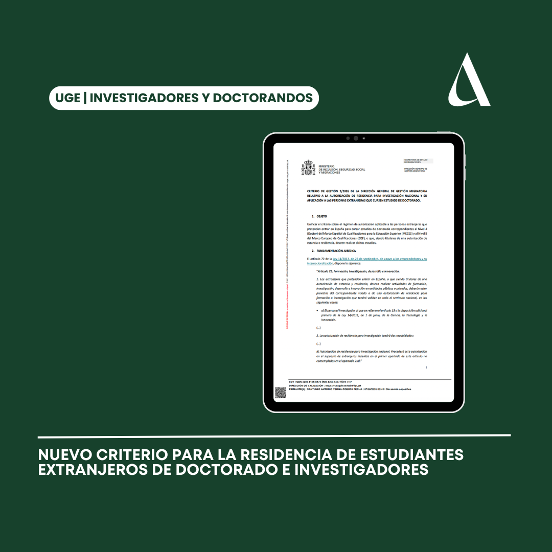 Los estudiantes extranjeros de doctorado deberán solicitar una autorización de residencia para investigación