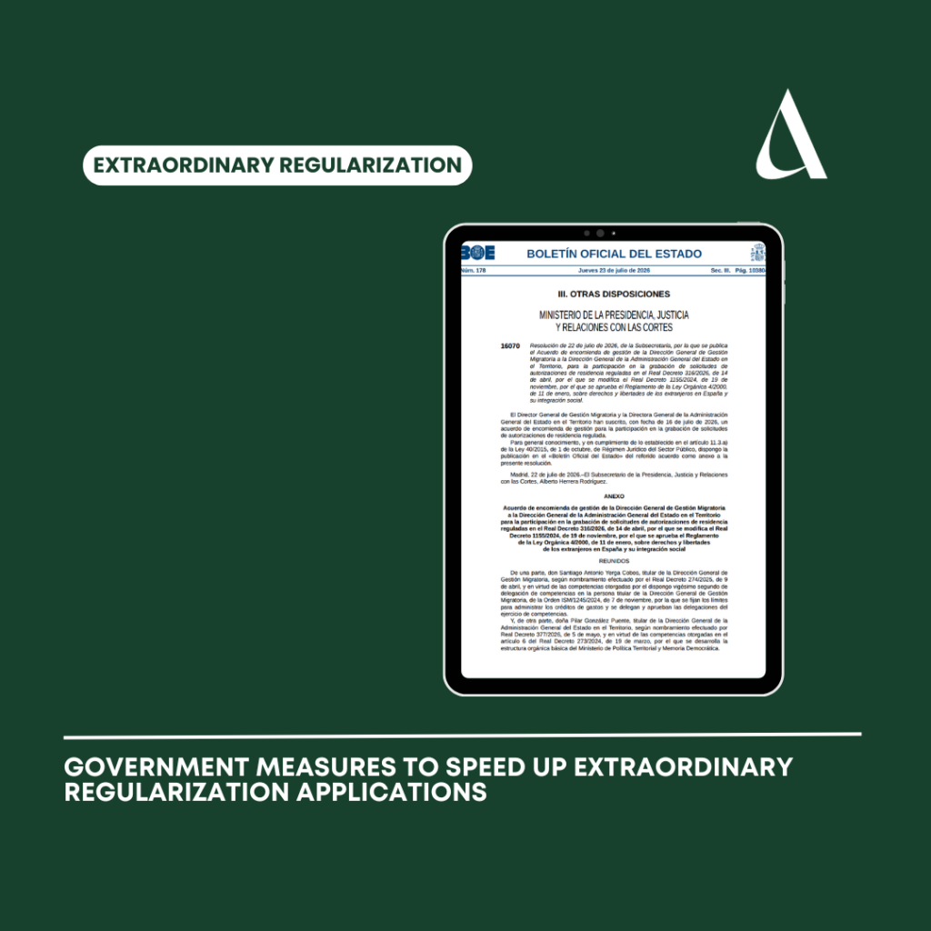 Government measures to speed up Extraordinary Regularization applications
