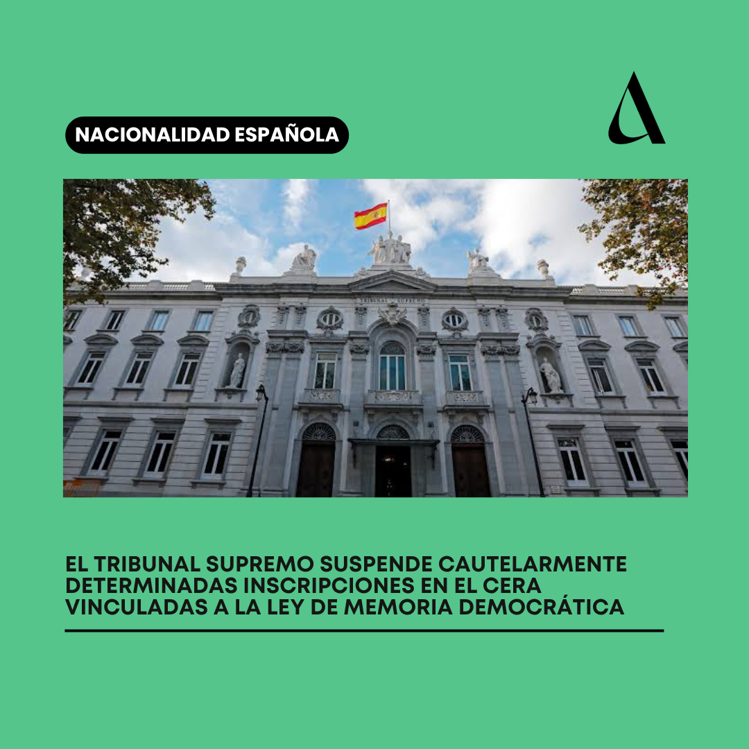 El Tribunal Supremo suspende cautelarmente determinadas inscripciones en el CERA vinculadas a la Ley de Memoria Democrática