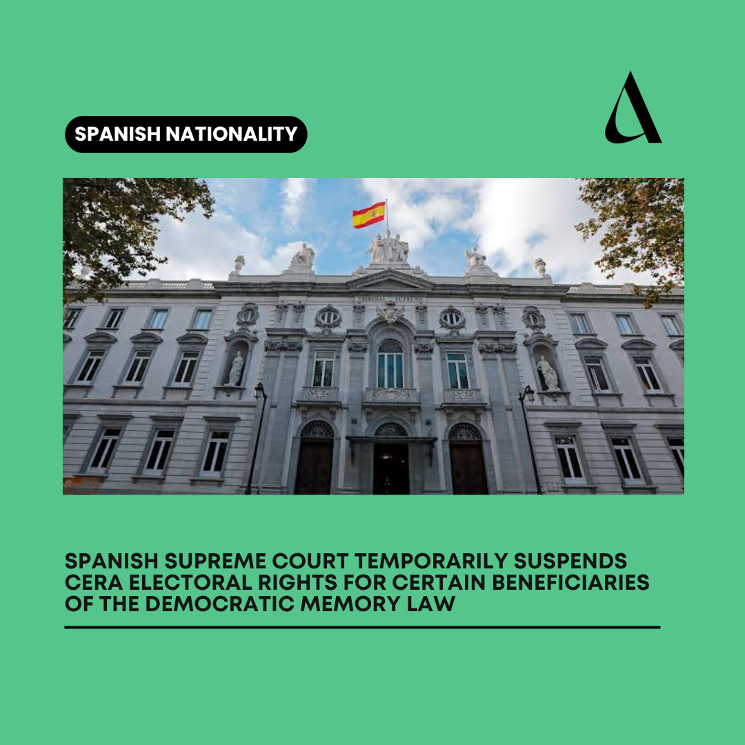 Spanish Supreme Court Temporarily Suspends CERA Electoral Rights for Certain Beneficiaries of the Democratic Memory Law